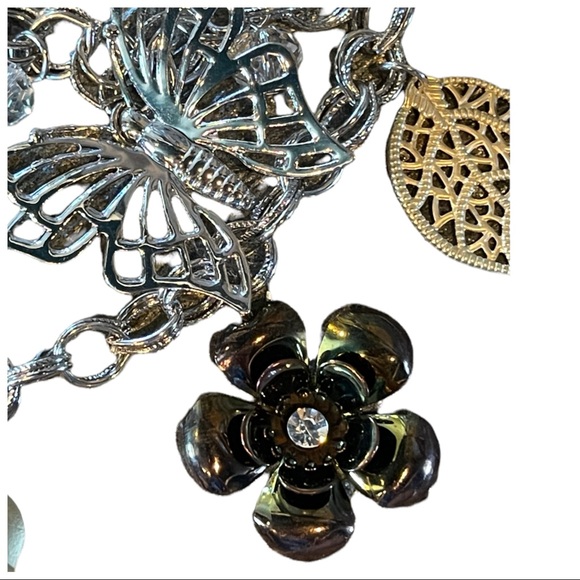 Butterfly Leaf Charm Statement Necklace - Picture 8 of 10